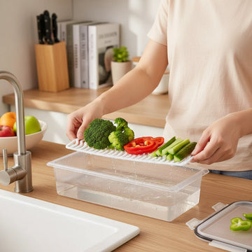 Fridge Storage Containers Set | Stackable Freezer Organizer Boxes with Drain Tray & Airtight Lids, Heavy-Duty Food Storage for Meat, Fruits & Vegetables