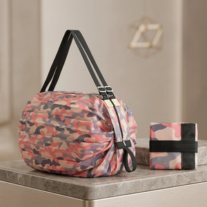 Waterproof Foldable Travel Tote Bag with Zipper | Compact Reusable Shopping & Shoulder Bag for Men and Women