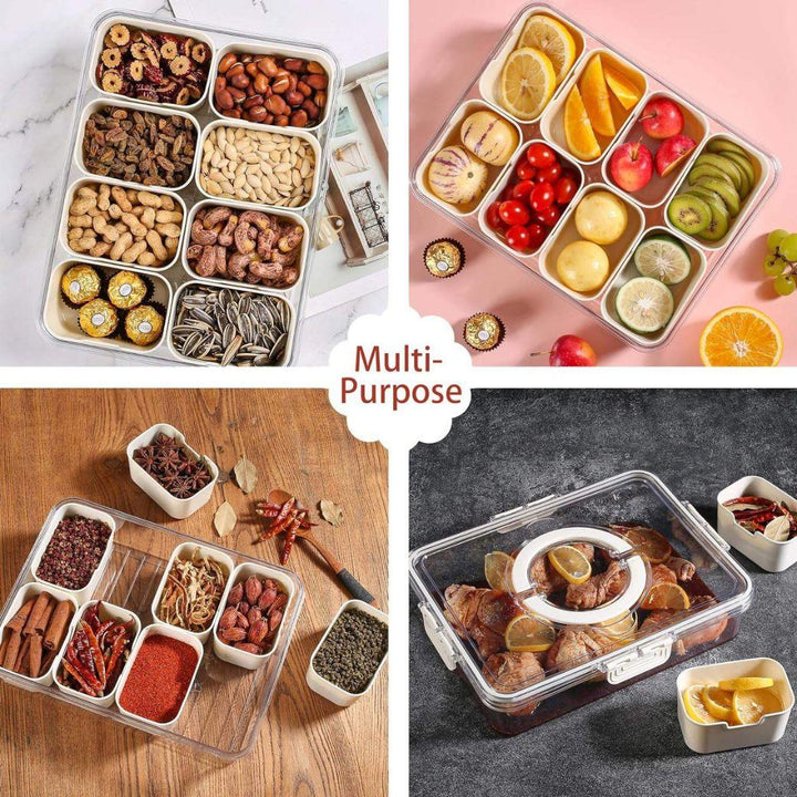 Snackle Storage Organizer – 8-Section Portable Snack Container with Adjustable Dividers - Housious
