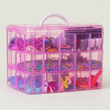 3 Layer Transparent Jewelry Storage Box with 18 Grids | Portable Makeup & Earring Organizer Case with Removable Dividers