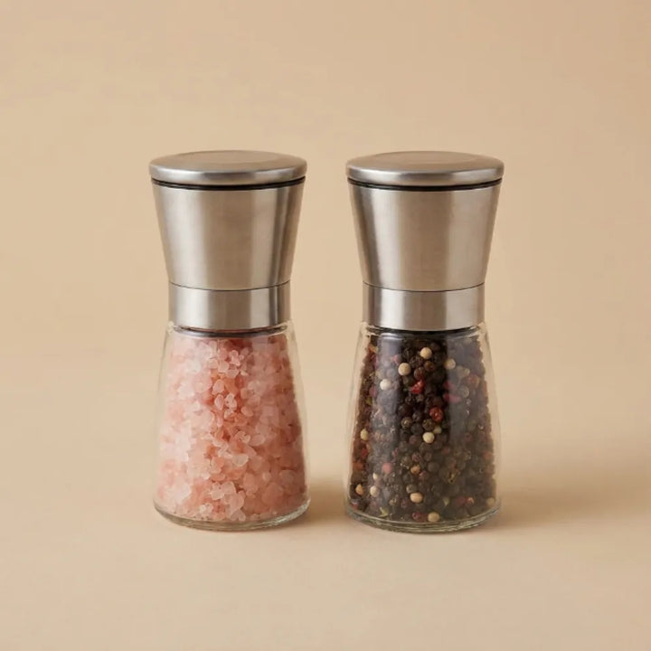 Premium Stainless Steel Salt & Pepper Grinder | Adjustable Ceramic Burr Spice Mill | Manual Pepper & Salt Grinder (1 Pc)