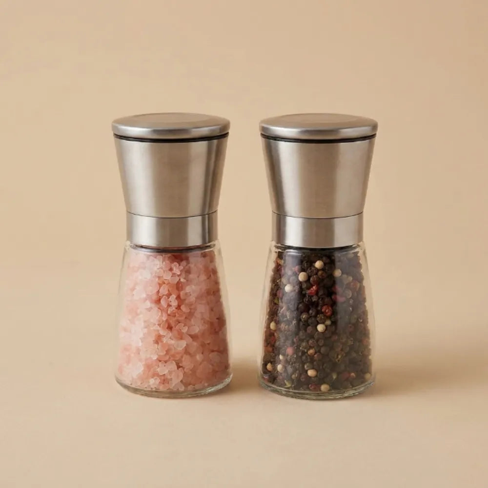Premium Stainless Steel Salt & Pepper Grinder | Adjustable Ceramic Burr Spice Mill | Manual Pepper & Salt Grinder (1 Pc)