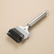 Stainless Steel Multi-Blade Noodle Cutter Roller | Manual Pasta, Dough & Pastry Cutting Tool with Ergonomic Handle