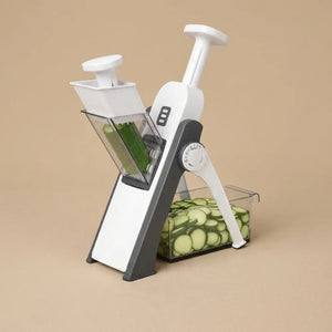 5-in-1 Adjustable Mandoline Vegetable Cutter | Stainless Steel Slicer, Chopper, Grater & French Fries Cutter with Container