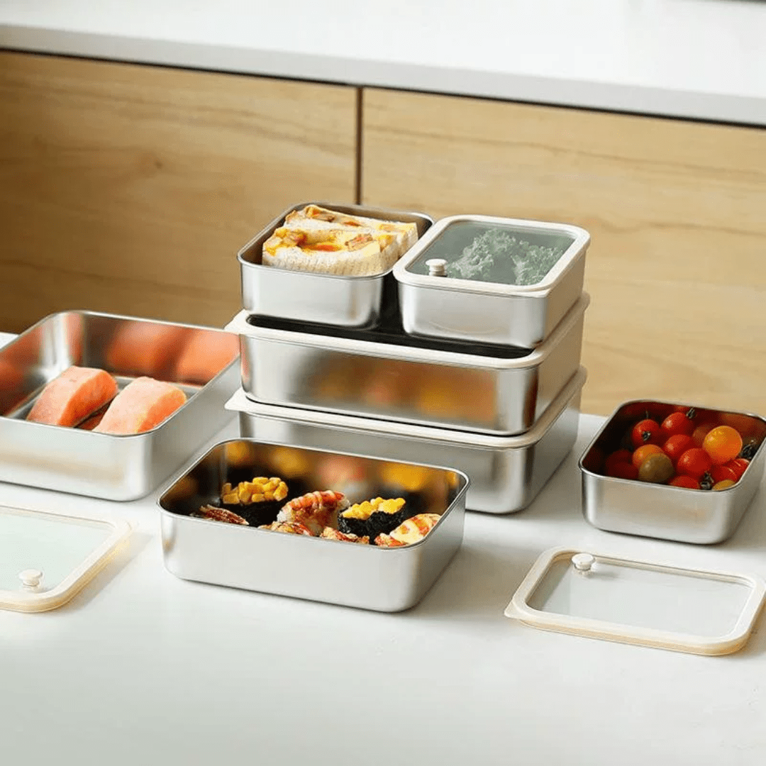 Durable Stainless Steel Meal Prep Box | Multi-Purpose Refrigerator & Pantry Organizer