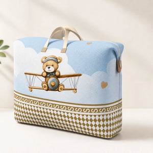Cute Teddy Bear Multipurpose Storage Organizer Bag | Large Travel, Blanket & Clothes Storage Bag with Handle and Zipper