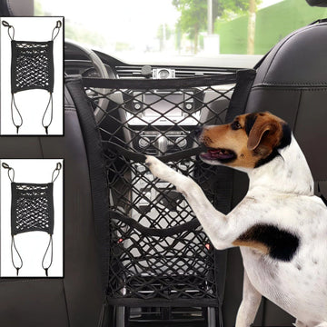 Premium 3 Layer Car Mesh Organizer for Backseat Storage | Pet & Kids Barrier Net Bag
