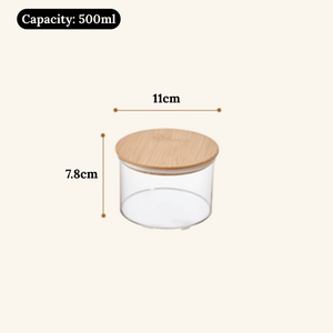Modern Airtight Transparent Food Storage Jar with Natural Bamboo Lid | Multi-Purpose Pantry Organizer