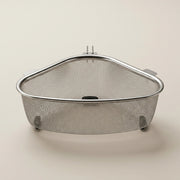 Stainless Steel Sink Corner Strainer Basket | Triangle Kitchen Sink Drain Shelf Organizer | Rustproof Corner Rack for Sponge & Scrubber Storage