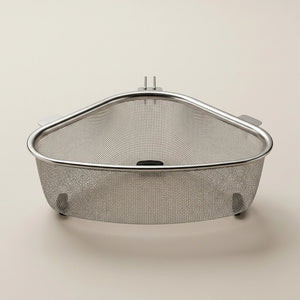Stainless Steel Sink Corner Strainer Basket | Triangle Kitchen Sink Drain Shelf Organizer | Rustproof Corner Rack for Sponge & Scrubber Storage