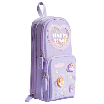 Cute 6 -Compartment Pencil Pouch for School – Large Capacity Zipper Stationery Organizer