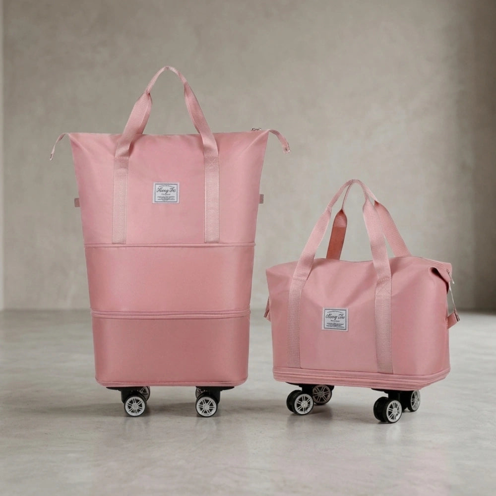 Foldable Expandable Travel Duffle Bag with Wheels – Large Capacity Rolling Trolley Weekend Bag for Travel & Luggage Storage