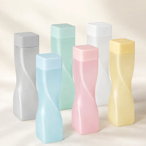 6PCS Square Twist Plastic Water Bottle Set with Flip Cap | Reusable Multicolor Water Bottles for Home, Office, Gym & Travel