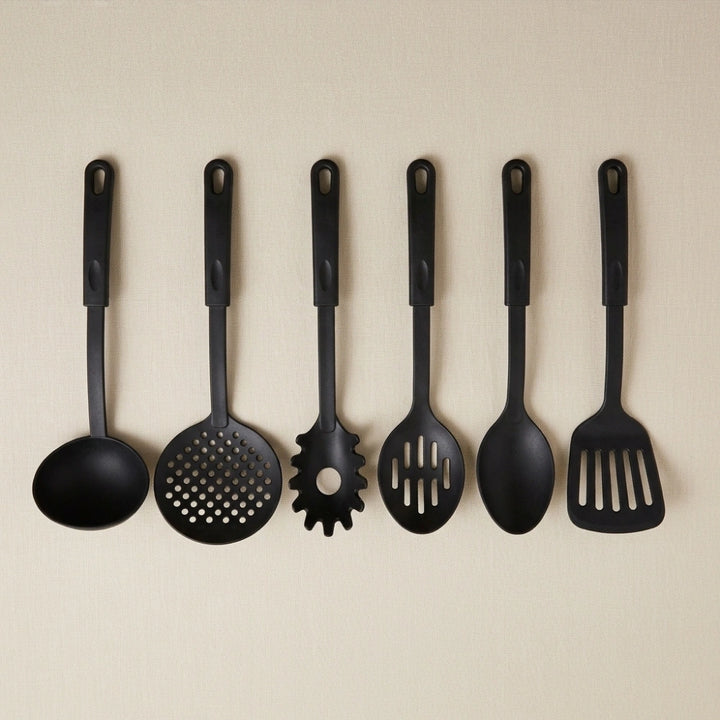 6-Piece Kitchen Utensil Set for Non-Stick Cookware | Heat Resistant Cooking Tools with Spatula, Turner, Ladle, Spaghetti Server & Spoons