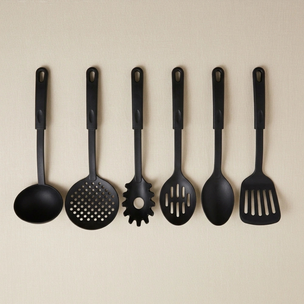 6-Piece Kitchen Utensil Set for Non-Stick Cookware | Heat Resistant Cooking Tools with Spatula, Turner, Ladle, Spaghetti Server & Spoons