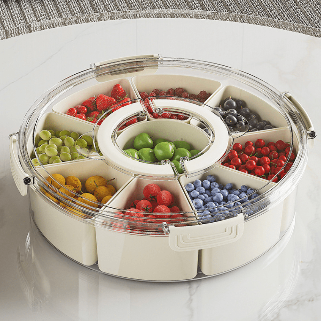 Clear Compartmentalized Storage Box | Multi-Purpose Food Organizer Tray with Lid