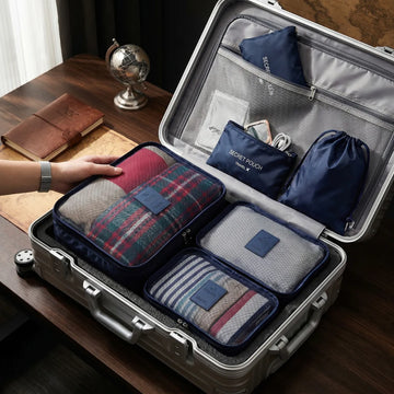 6 Pcs Travel Packing Cubes Set | Lightweight Luggage Organizers with Laundry & Toiletry Bags for Suitcase Storage (Blue)