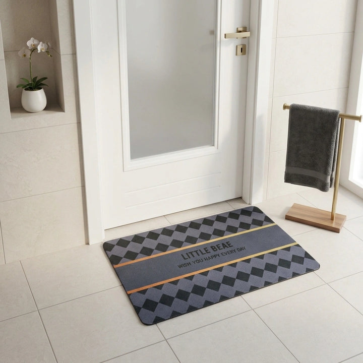 Little Beae Printed Bathroom Mat | Soft Quick Dry Anti-Slip Absorbent Floor Rug for Bathroom Entrance & Bedroom