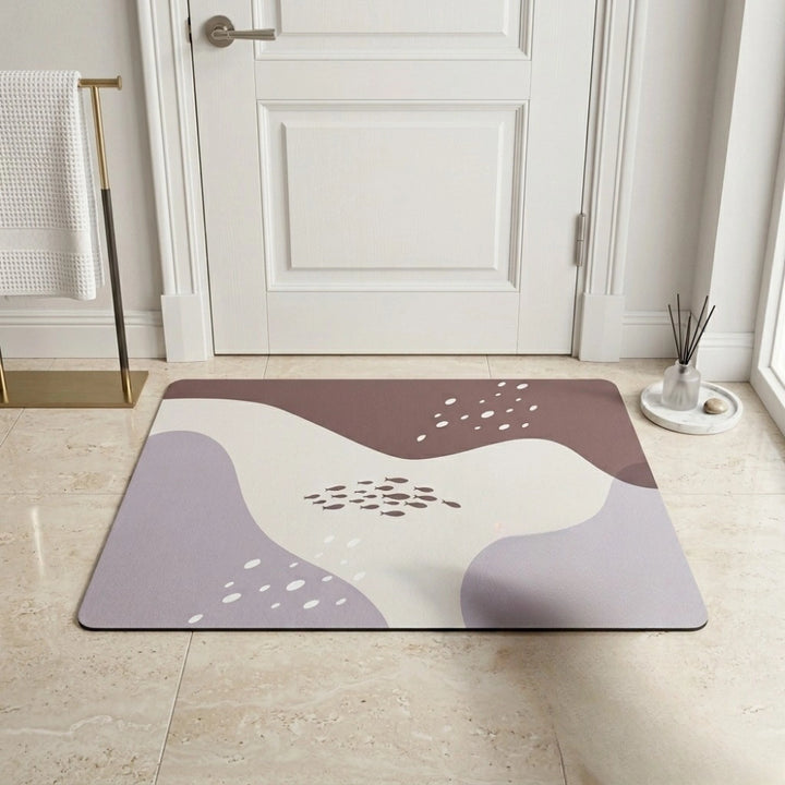 Abstract Pastel Bath Mat | Modern Non Slip Bathroom Rug Minimalist Soft Floor Mat