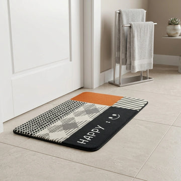 Happy Geometric Door Mat | Anti-Slip Soft Floor Rug | Modern Bathroom & Entrance Home Decor Mat