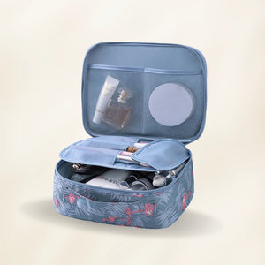 Flamingo Travel Makeup Organizer Bag | Waterproof Cosmetic & Toiletry Storage Pouch with Divider for Women & Girls
