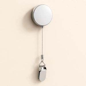 Stainless Steel Retractable Towel Holder Clips | No-Drill Self-Adhesive Wall Mounted Kitchen & Bathroom Towel Hanger Hooks