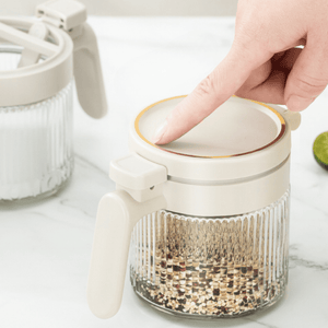 Mini Airtight Glass Containers with Spoon (300ml) | Perfect for Spices, Condiments & Snacks