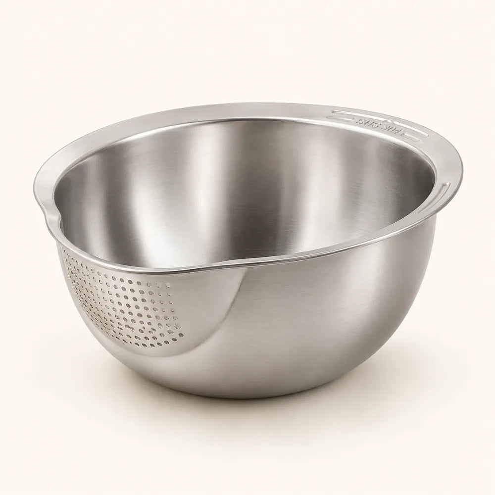 4-in-1 Rice Washer Bowl | Multipurpose Rice Washing, Straining, Mixing & Food Prep Bowl for Kitchen