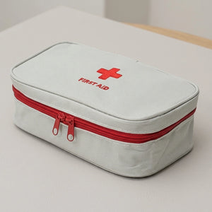 Emergency First Aid Kit Pouch with Handle | Multi-Layer Fabric Medicine Organizer Bag for Travel, Home, Car