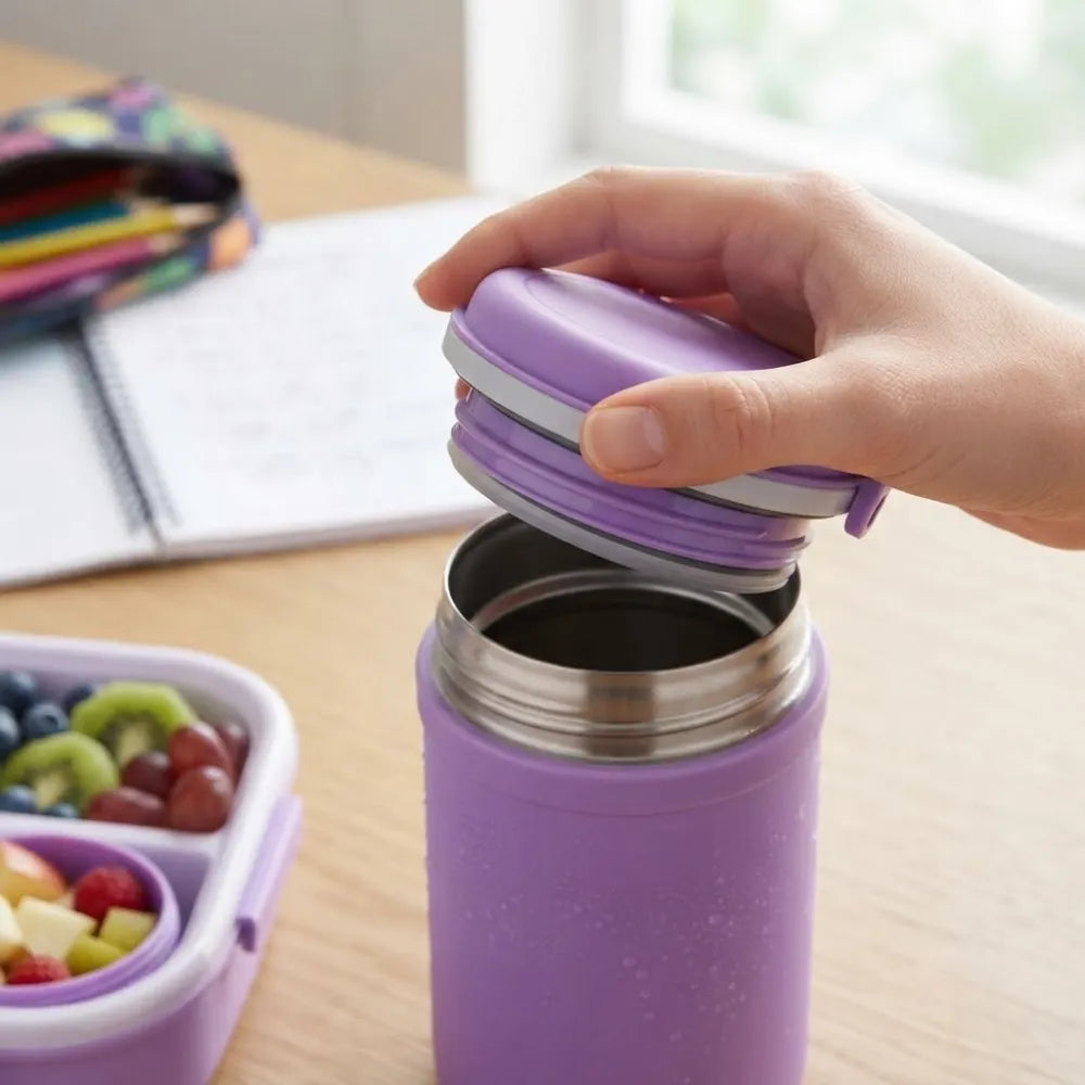 Lunch Box Set with Water Bottle & Spoon | 3 Compartment Leak-Resistant Lunch Box for Kids & Adults | BPA-Free Portable Tiffin Box