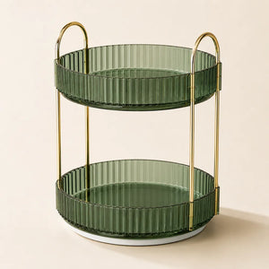 2-Tier 360° Rotating Makeup Organizer | Cosmetic, Skincare & Perfume Storage Holder | Bathroom Vanity & Dressing Table Organizer