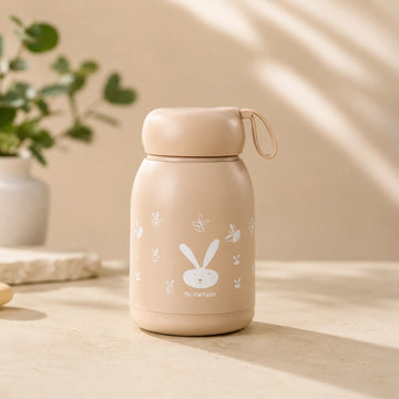 330ml Cute Bunny Water Bottle for Kids | Insulated Stainless Steel Sipper Bottle with Rabbit Print, Leakproof Vacuum Flask for School, Travel & Daily Use