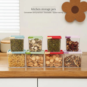 Easy Flow Cereal Dispenser Storage Containers Set of 3 | Airtight Kitchen Jars for Rice, Pasta & Pulses (400ml, 600ml, 800ml)