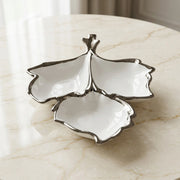 Ceramic Leaf Serving Plate for Snacks, Dry Fruits & Desserts | Elegant Leaf Shape Serving Platter for Fruits, Appetizers & Dining Table Serveware