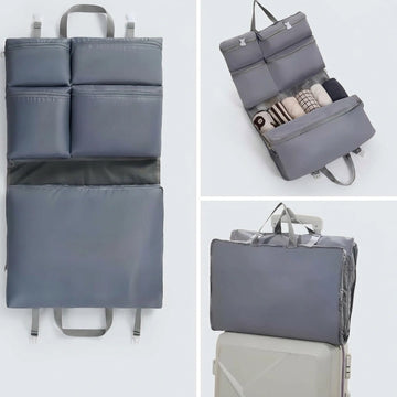 7 Pocket Wardrobe Travel Bag | Foldable Hanging Garment Organizer Duffel with Trolley Sleeve