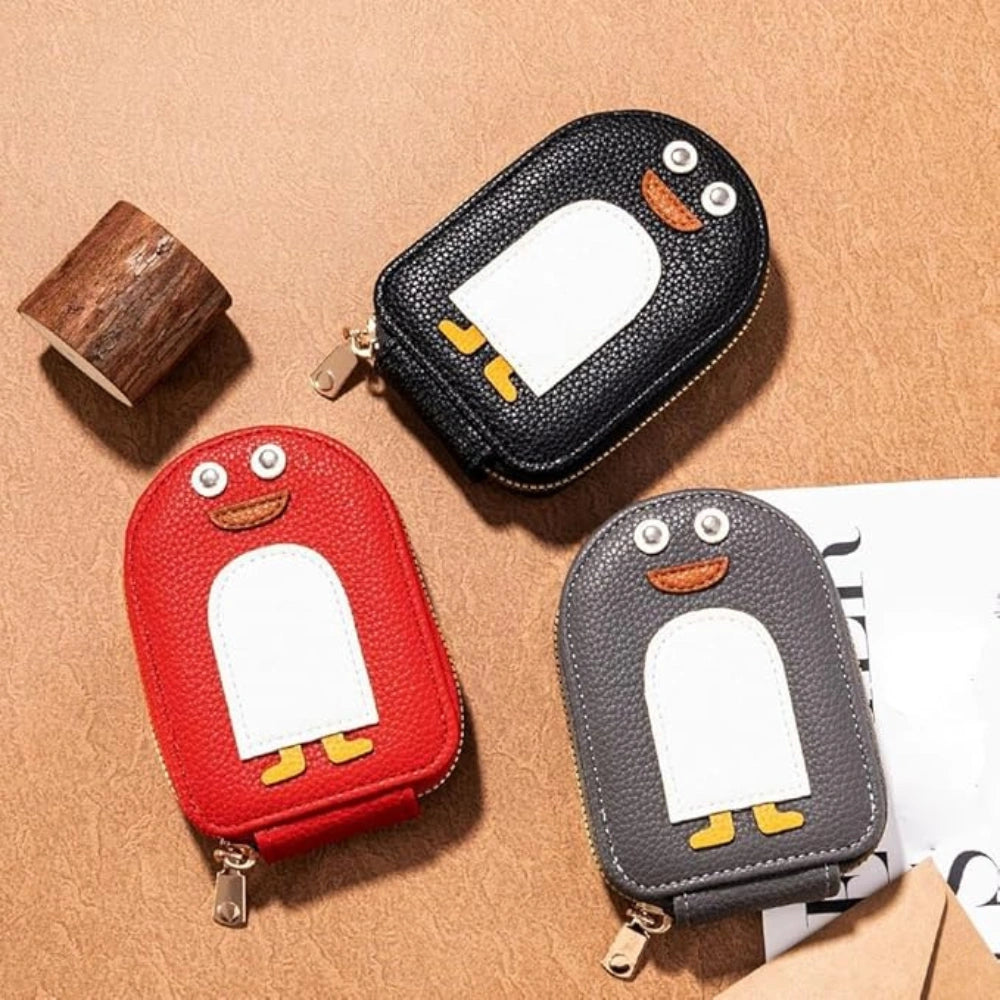 Penguin Mini Storage Leather Pouch | Cute Coin, AirPods, Lipstick & Jewellery Organizer Pocket Case