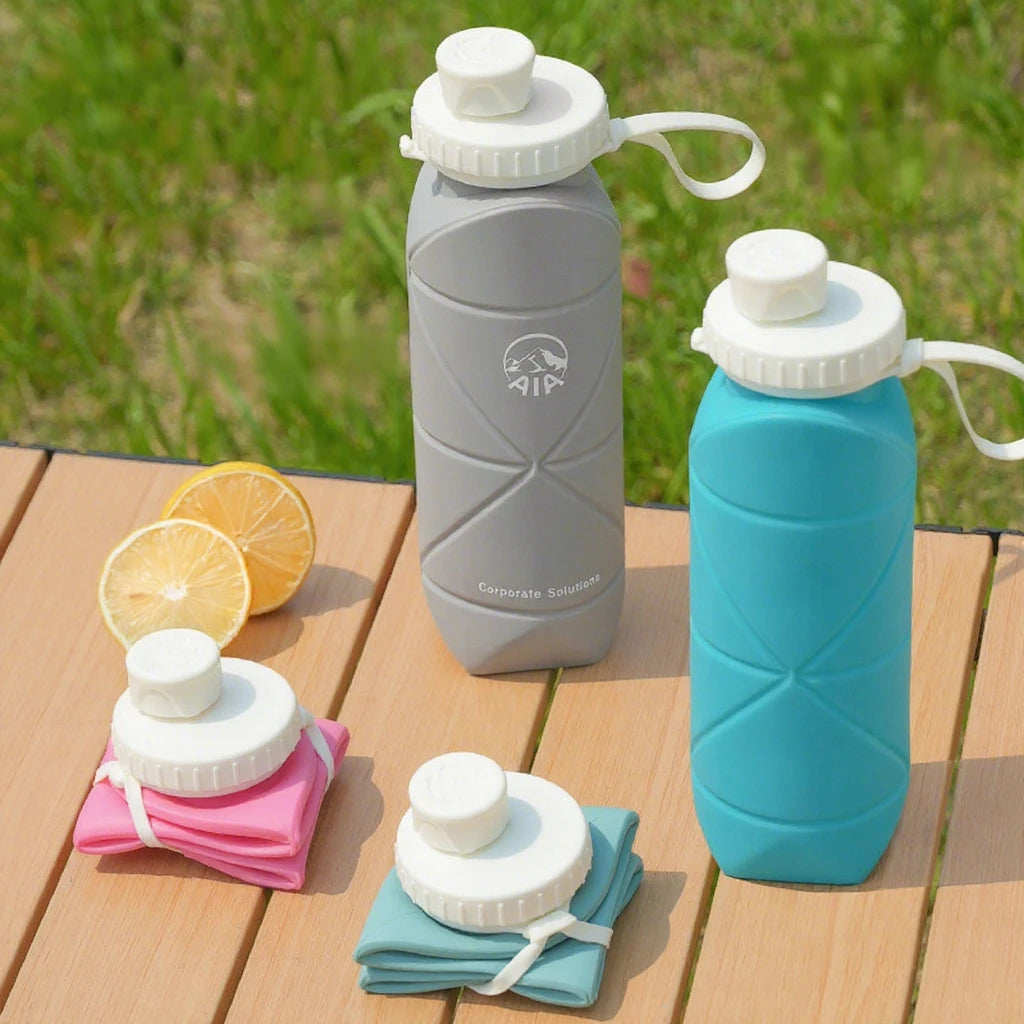 Housious® 600ml Foldable Silicone Water Bottle | Food Grade | Portable Travel Sports Bottle