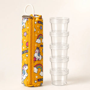 5PCS Portable Spice Jar Set | 5-in-1 Stackable Seasoning Bottles with Holder | Travel, Picnic, Camping & Kitchen Spice Organizer