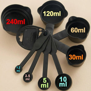8-Piece Measuring Cups & Spoons Set | Plastic Measuring Tools for Baking, Cooking, Dry & Liquid Ingredients