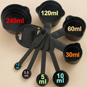 8-Piece Measuring Cups & Spoons Set | Plastic Measuring Tools for Baking, Cooking, Dry & Liquid Ingredients
