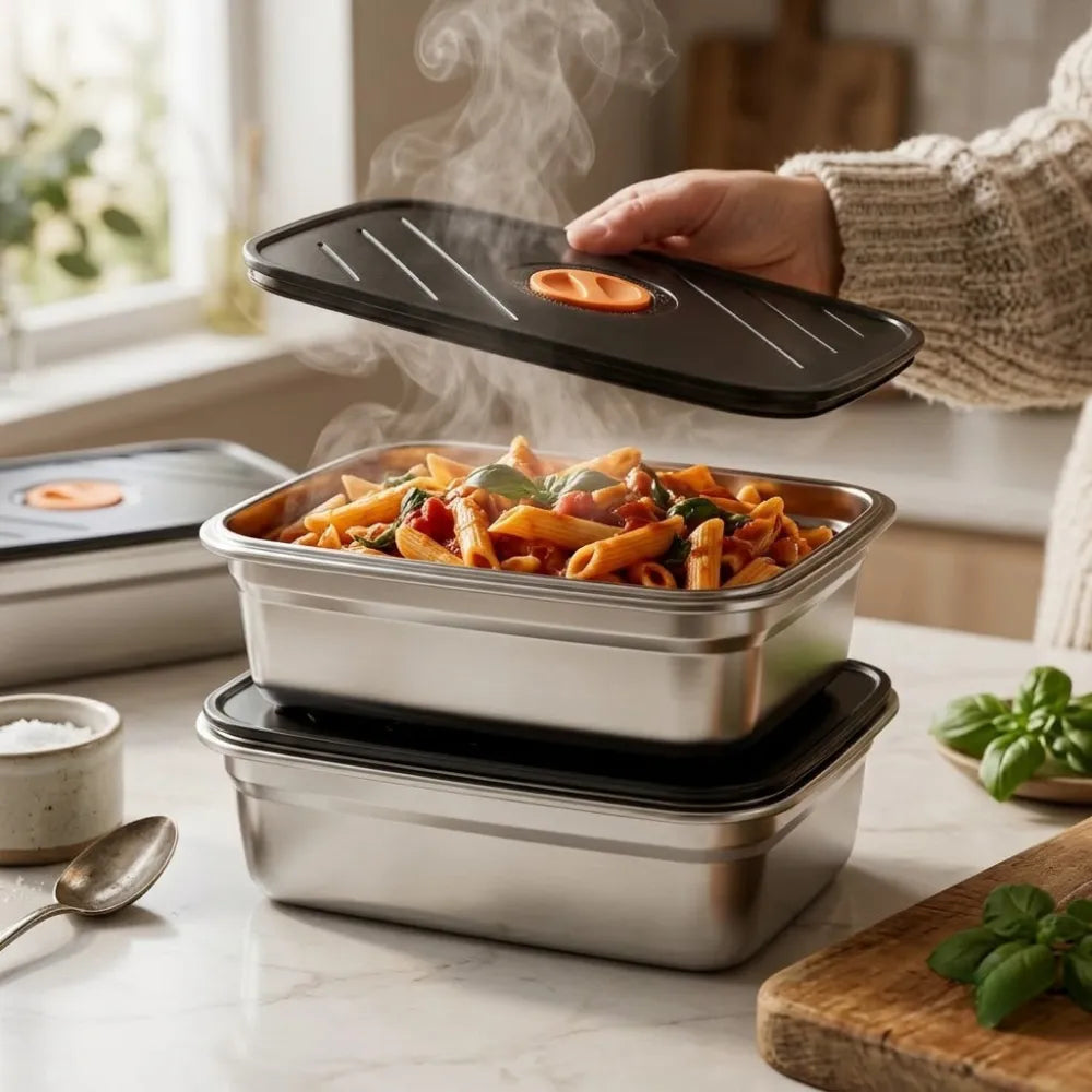 316 Stainless Steel Food Storage Container with Lid | Leakproof & Microwave Safe