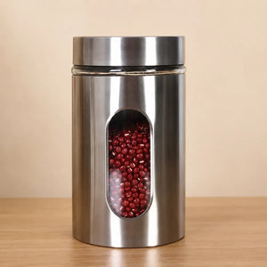 550ml Airtight Glass Storage Jar with Stainless Steel Lid | Clear Food Storage Canister for Kitchen