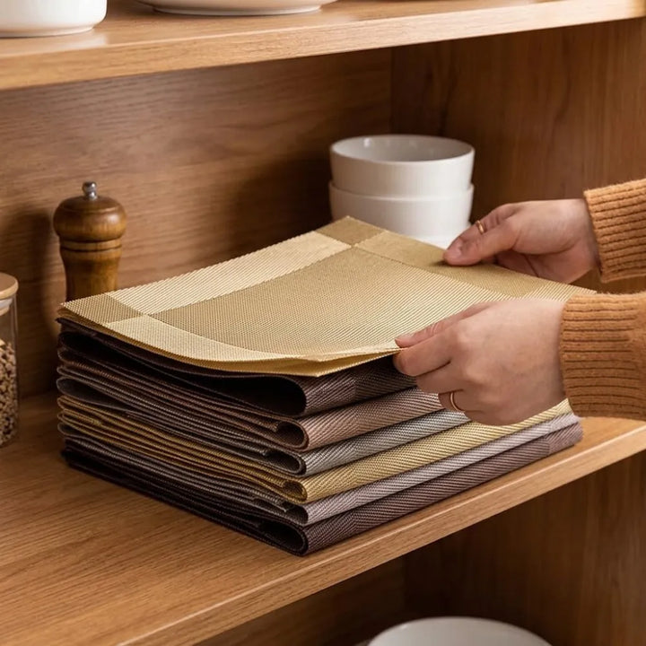 PVC Dining Table Placemats | Heat Resistant Anti-Skid Washable Mats | Pack of 4