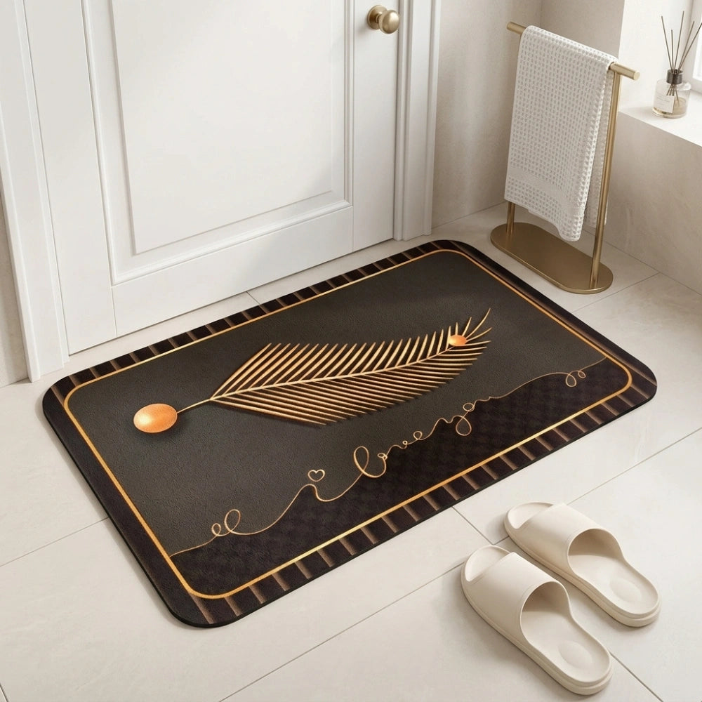 Luxury Black Gold Welcome Door Mat | Anti-Slip Floor Mat | Modern Bathroom & Entrance Rug | Soft Absorbent Home Decor Mat