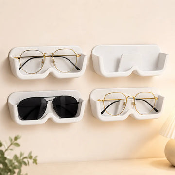 Wall-Mounted Glasses Holder & Sunglasses Organizer | No-Drill Self-Adhesive Eyewear Storage Box | Plastic Specs Display Case