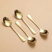 Gold Stainless Steel Coffee & Dessert Spoon Set | Mirror Finish | 6 PCS