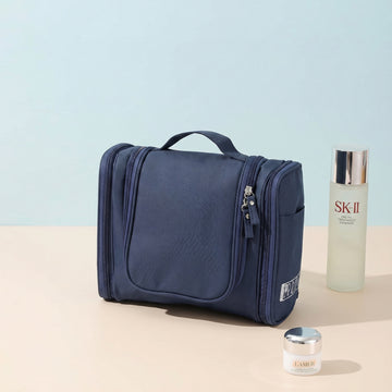 Travel Makeup & Toiletry Organizer Bag | Waterproof Cosmetic Vanity Case with Handle, Brush Holders & Dividers for Women & Men