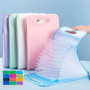 13 Pocket Expanding File Folder | Portable A4 Document Organizer with Handle for Office, School & Home Use,multi color 1 pcs