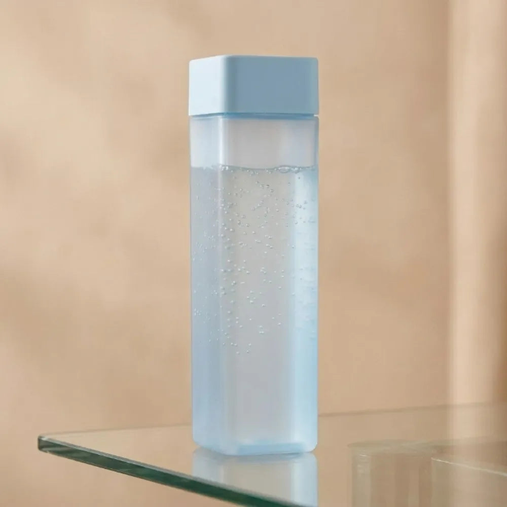 6PCS Square Plastic Water Bottle Set | Slim Flat Frosted Reusable Water Bottles | Multicolour Drink Bottles for Office, Gym & Travel