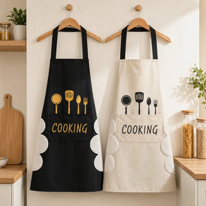Waterproof PVC Kitchen Apron with Large Pockets | Oil & Stain Resistant Cooking Apron for Men & Women | Easy-Clean Kitchen Apron